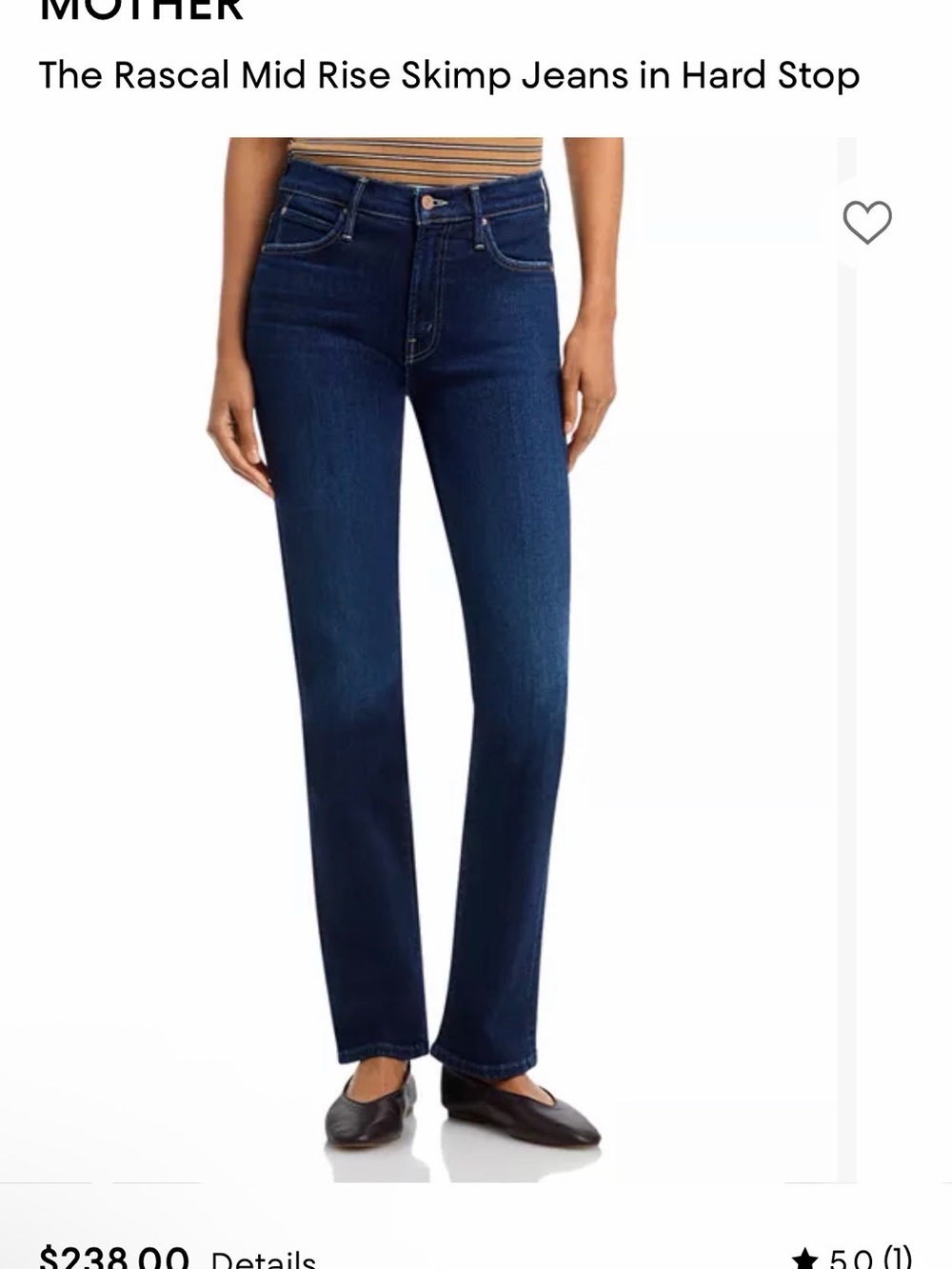 MOTHER Straight Leg Jeans in Dark Blue Wash